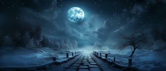 Auf dem Weg ins Unbekannte: Mystischer Pfad im Mondscheinlicht