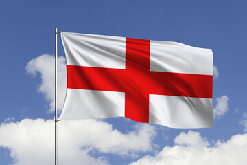 England flag fluttering in the wind on sky.