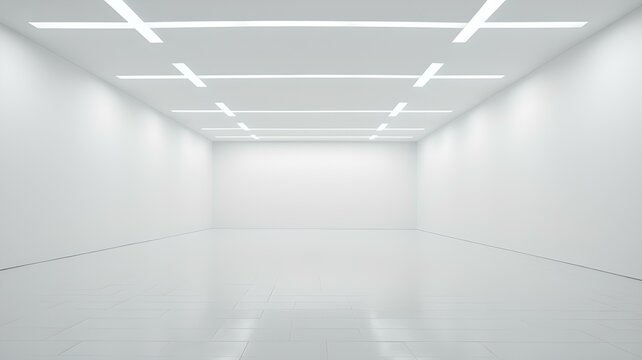 Freiraum f&uuml;r Kreativit&auml;t: Wei&szlig;er Showroom als abstrakter 3D-Platzhalter