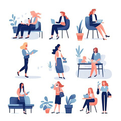 Confident people concept Flat vector illustration daily activities working  AI Generated