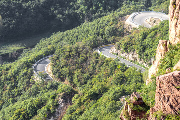 Winding roads in the deep mountains