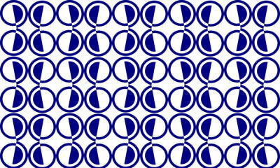 Fototapeta premium seamless pattern with circles, Blue spiral line repeat pattern, replete image, on white background design for fabric printing, round dot patter, half circle chessboard, 
