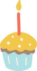 Birthday Cupcake with candle colouful 