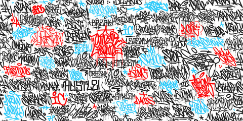 Trendy Seamless Abstract Hip Hop Street Art Graffiti Style Urban Calligraphy Background