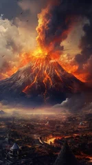 Foto op Canvas View of a volcano in eruption © tydeline