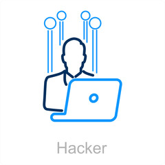 Hacker and hack icon concept 