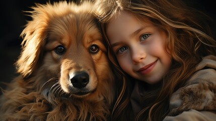 Young Girl Embracing Her Beloved Dog