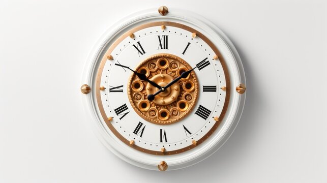 Vintage wall clock on a white background