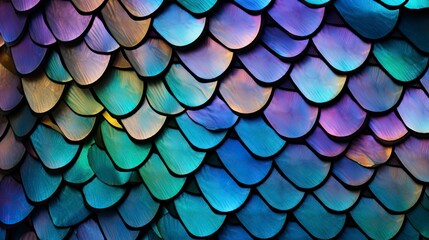 Iridescent Butterfly Wing Scales. A Close-Up View.