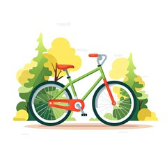 Flat Style Minimalist UI Illustration of a Bicycle on a Path.