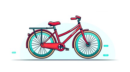 Flat Style Minimalist UI Illustration of a Bicycle on a Path.