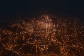 Aerial view on Vineland (USA) from north. Satellite view on modern city at night