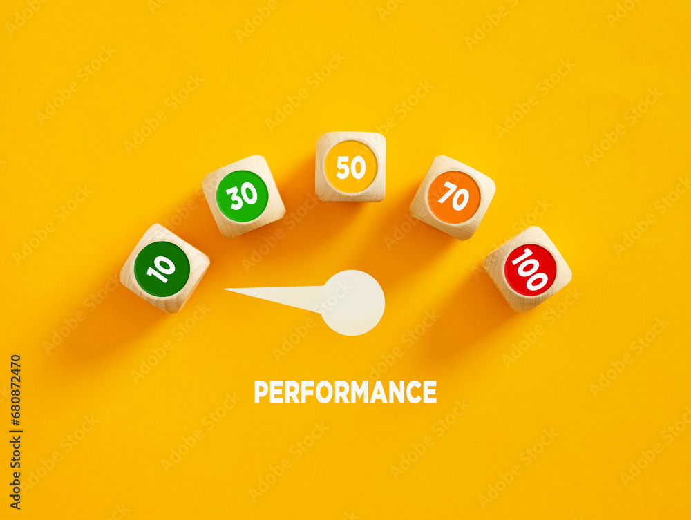 Poster speedometer with arrow indicating the lowest level of performance.