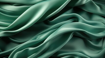 Green silk fabric texture background with a sleek and minimalist design. AI generate