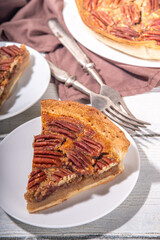 Traditional autumn pecan pie