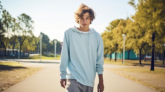 Teenager Hanging Out in Urban Park.