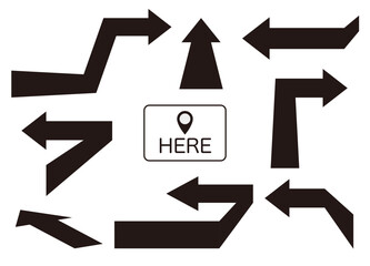 写真に貼り付けて使える道案内矢印のベクターイラストセット