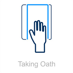 Taking Oath and hand icon concept