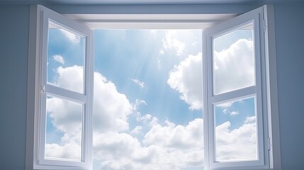Vibrant Blue Sky with Clear Window and Sunlight