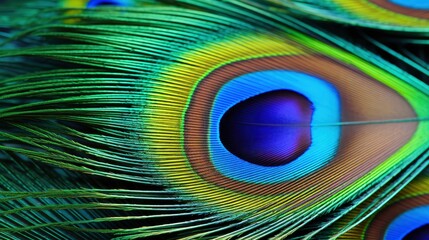 Obraz premium Peacock Feather Close-Up. Exquisite Eye Pattern Detailing.