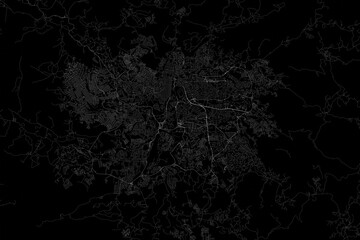 Stylized map of the streets of Tegucigalpa (Honduras) made with white lines on black background. Top view. 3d render, illustration - obrazy, fototapety, plakaty