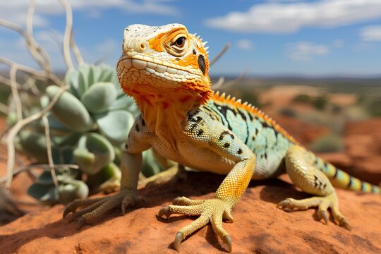 eastern collared lizard in natural desert environment. Wildlife photography