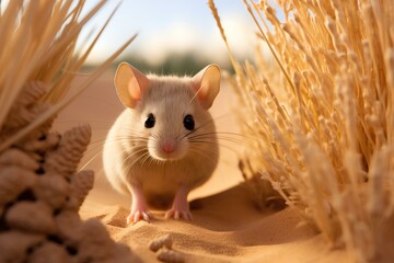 evas desert mouse in natural desert environment. Wildlife photography