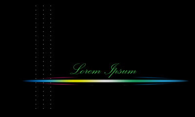 Fototapeta premium Business card, postcard, invitation in dark colors. Bright neon stripes on a black background.