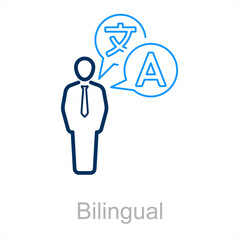 Bilingual and language icon concept