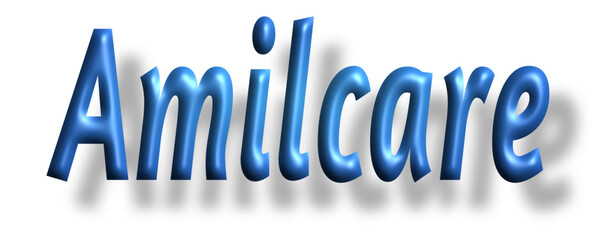 Amilcare -  lettering - light blue color, embossed tubular font, transparent background, holiday party design, vector project