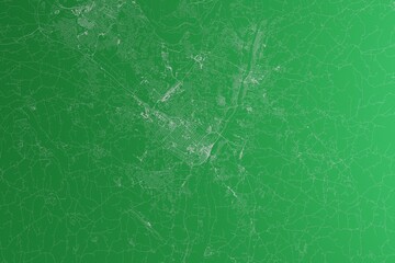 Map of the streets of Albany (New York, USA) made with white lines on green paper. Rough background. 3d render, illustration