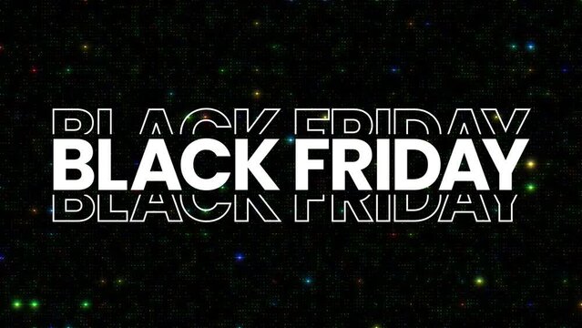 Black Friday graphic element with sparkle stars space. Bold black friday sale banner design 4k animation. sales shopping social media background.