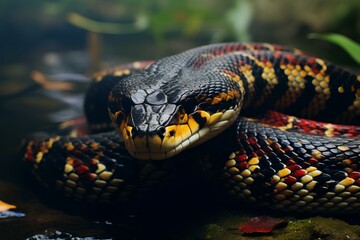 tiger snake in natural desert environment. Wildlife photography