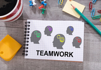 Teamwork concept on a notepad