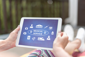 Medical service concept on a tablet