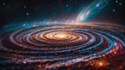 Fototapeta na wymiar Spiral galaxy and stars. The universe of rays and planets. Time and space concept.