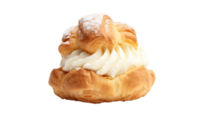 Choux Pastry on white isolated on clear png background and transparent background. Bakery and pastry concept for cafe and restaurent, AI generative. 