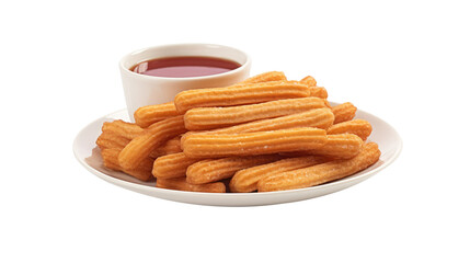 Fototapeta na wymiar Churro on white isolated on clear png background and transparent background. Bakery and pastry concept for cafe and restaurent, AI generative. 