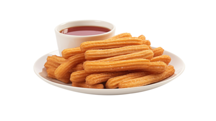 Churro on white isolated on clear png background and transparent background. Bakery and pastry concept for cafe and restaurent, AI generative. 