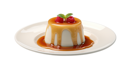 Pudding on white isolated on clear png background and transparent background. Bakery and pastry concept for cafe and restaurent, AI generative. 