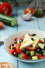 A bowl with traditional Greek salad Horiatiki