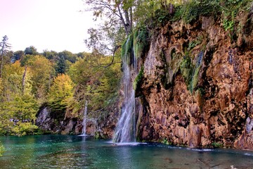 Fototapeta na wymiar The beautiful waterfalls of national park Plitvice Lakes, Croatia