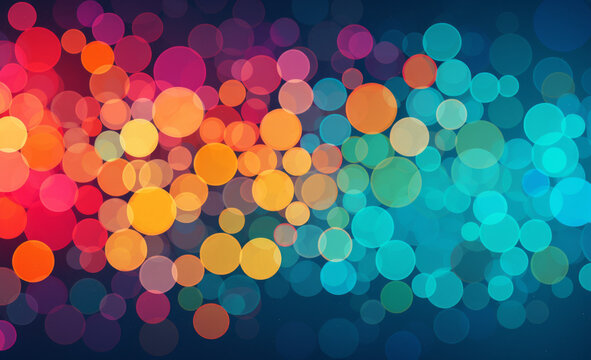 A luminous abstract background with colourful circles and a bokeh effect. Horizontal wide wallpaper background