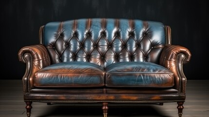 leather sofa with vintage room