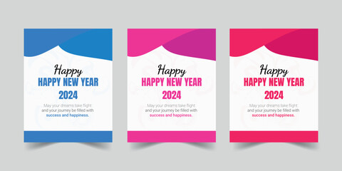 Eps Happy New Year 2024 Wishing Card Design