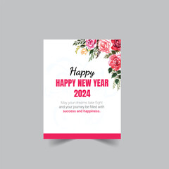 Eps Happy New Year 2024 Wishing Card Design