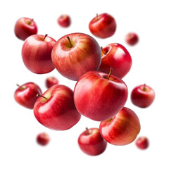 Apples flying in the air isolated on transparent background