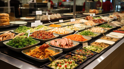 Naklejka premium Glass cabinet in grocery store