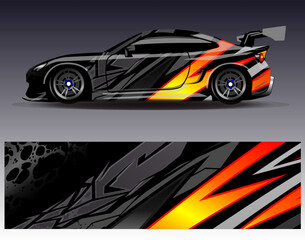 Car wrap design vector.Graphic abstract stripe racing background designs for vehicle, rally, race, adventure and car racing livery