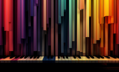 Fototapeta premium Colourful gradient piano keys in an abstract and harmonious design.